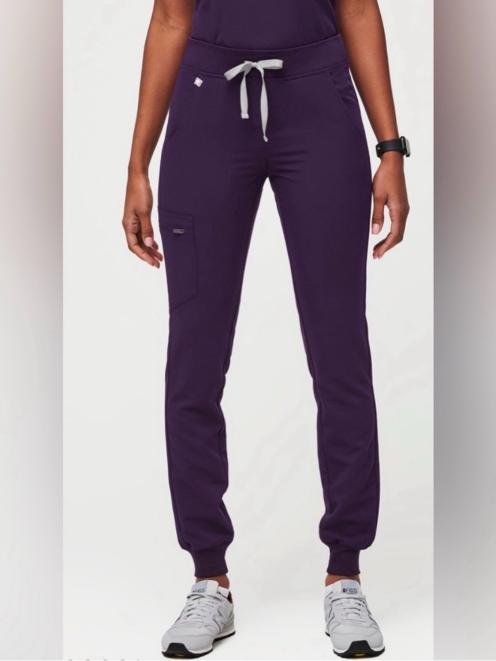 FIGS Zamora Jogger Scrub Pants L/P Large Petite Plum Purple Cargo